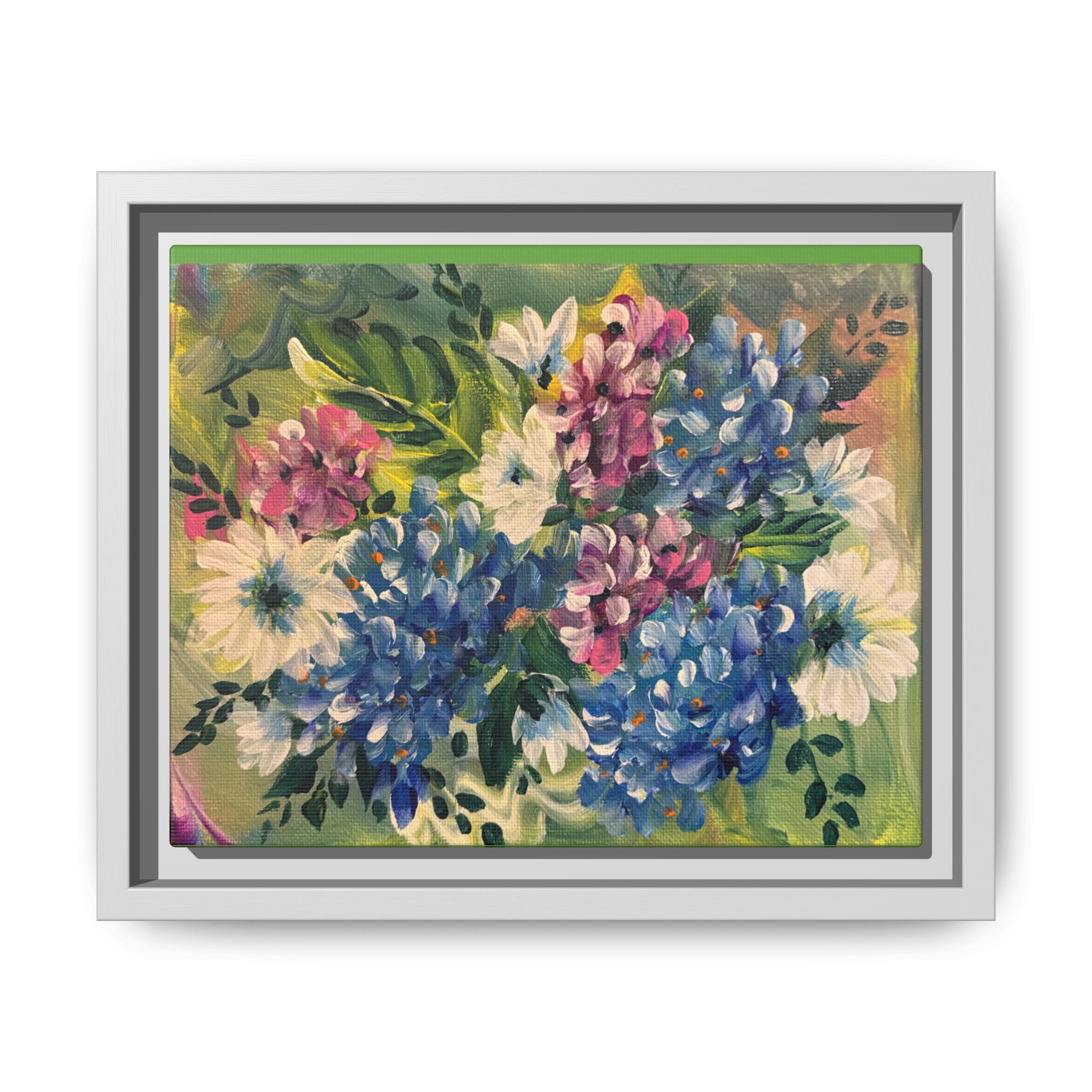 Floral Abstract Matte Canvas, Framed (Multi-color)