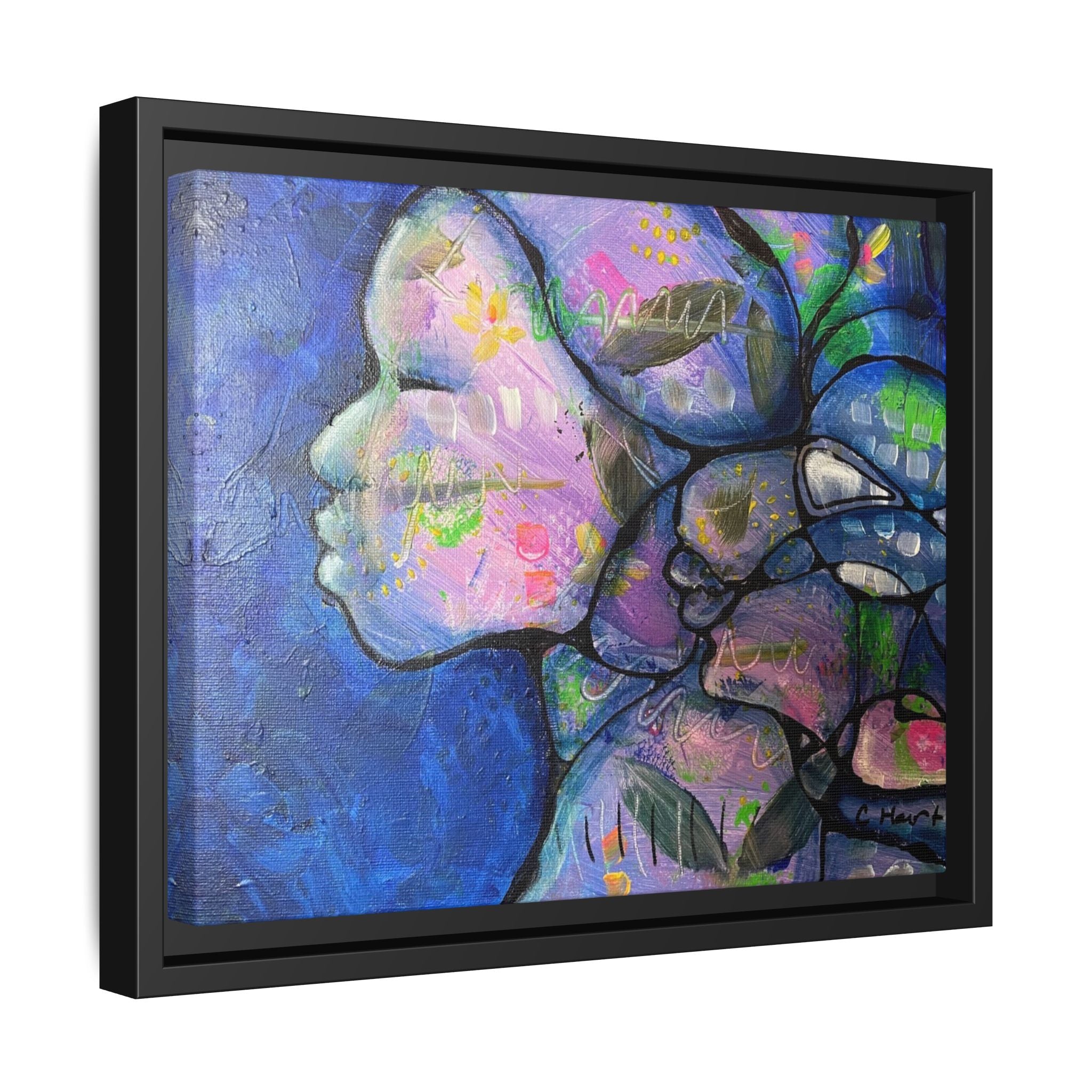 Abstract Woman Framed Matte Canvas Art — Colorful Abstract Profile Portrait