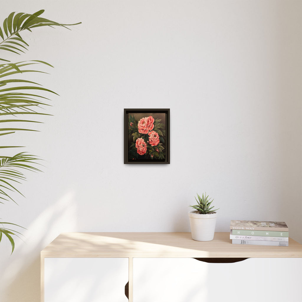 Framed Floral Canvas Art — Pink Peonies Matte Print
