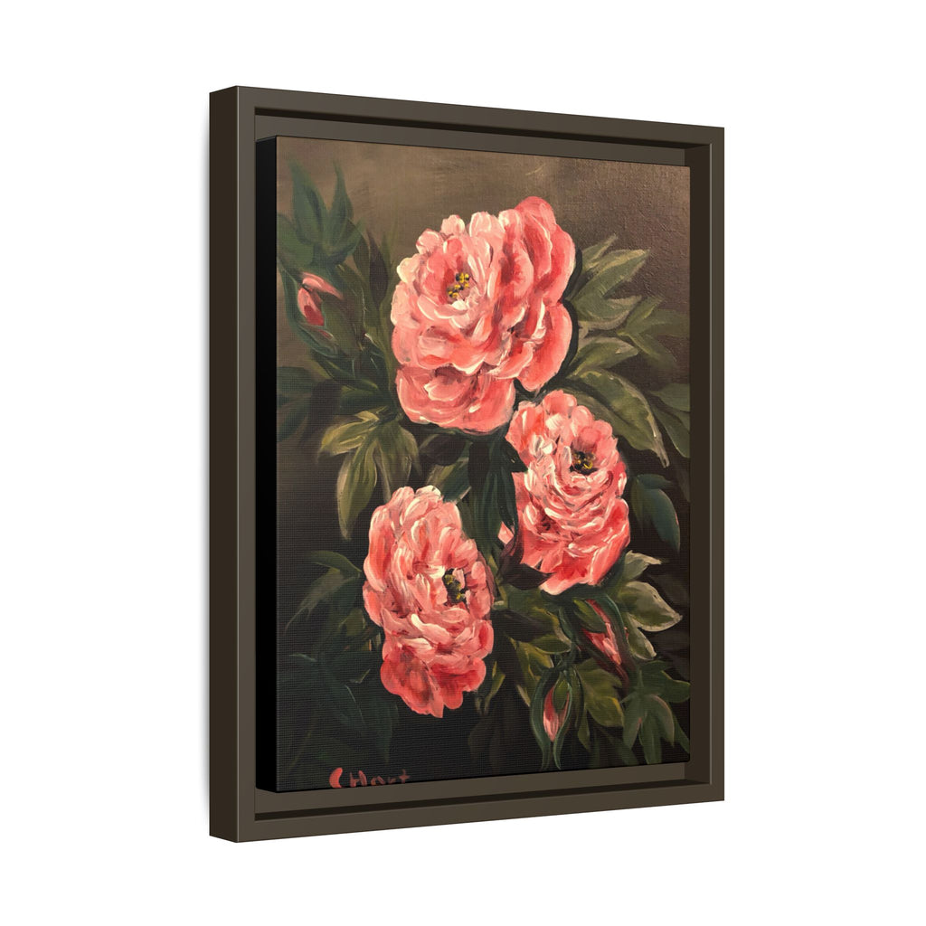 Framed Floral Canvas Art — Pink Peonies Matte Print