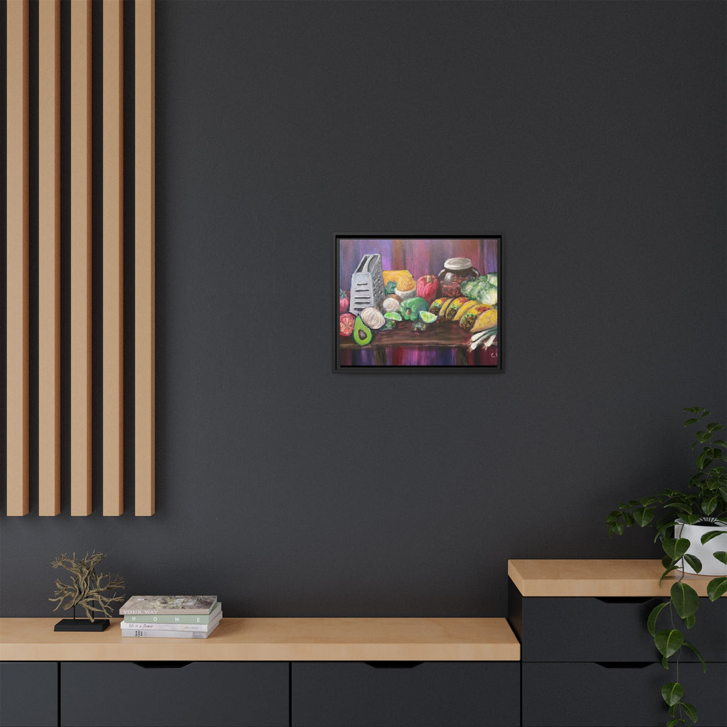 Taco Tuesday Framed Matte Canvas: Colorful Kitchen Still Life Painting