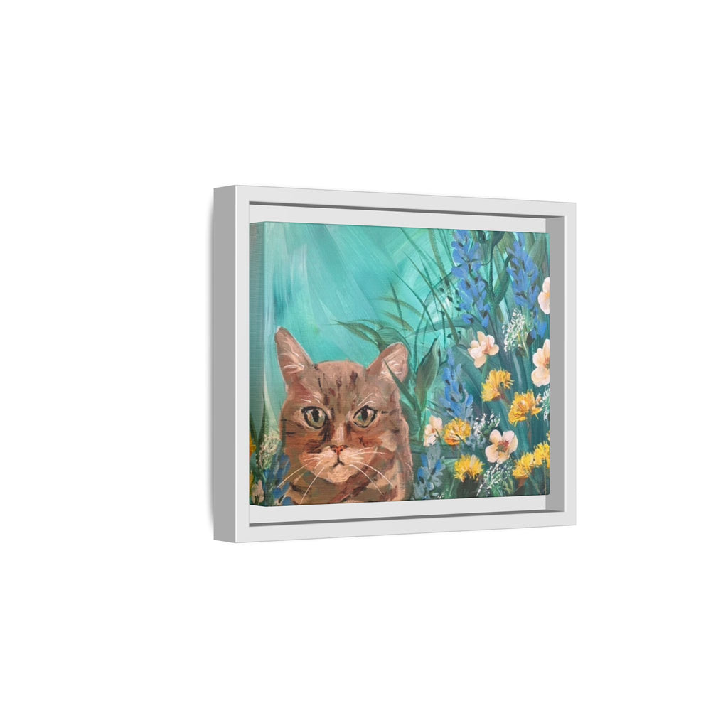Framed Cat Portrait Canvas — Floral Wall Art