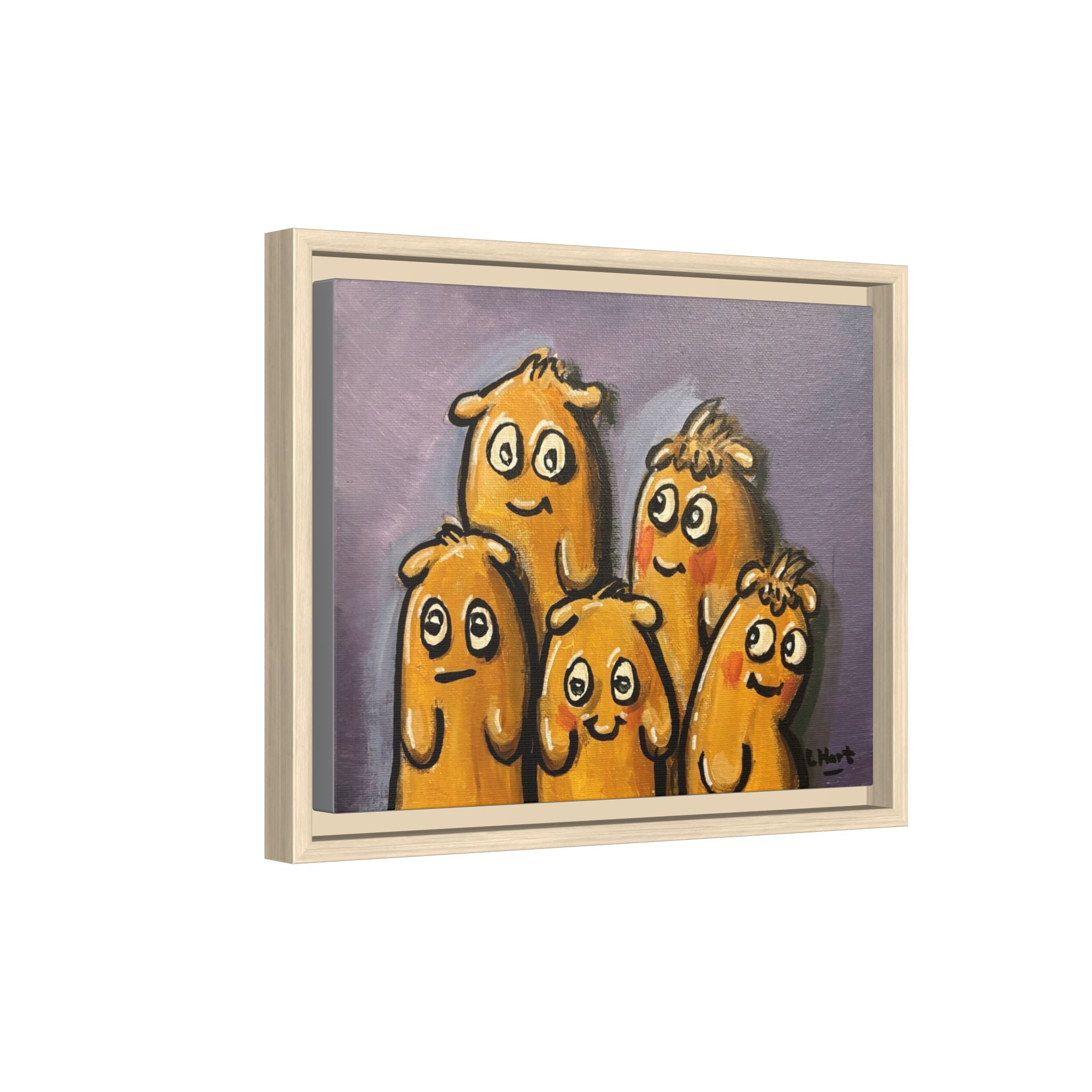 Whimsical Family Monsters Matte Canvas Framed Wall Art