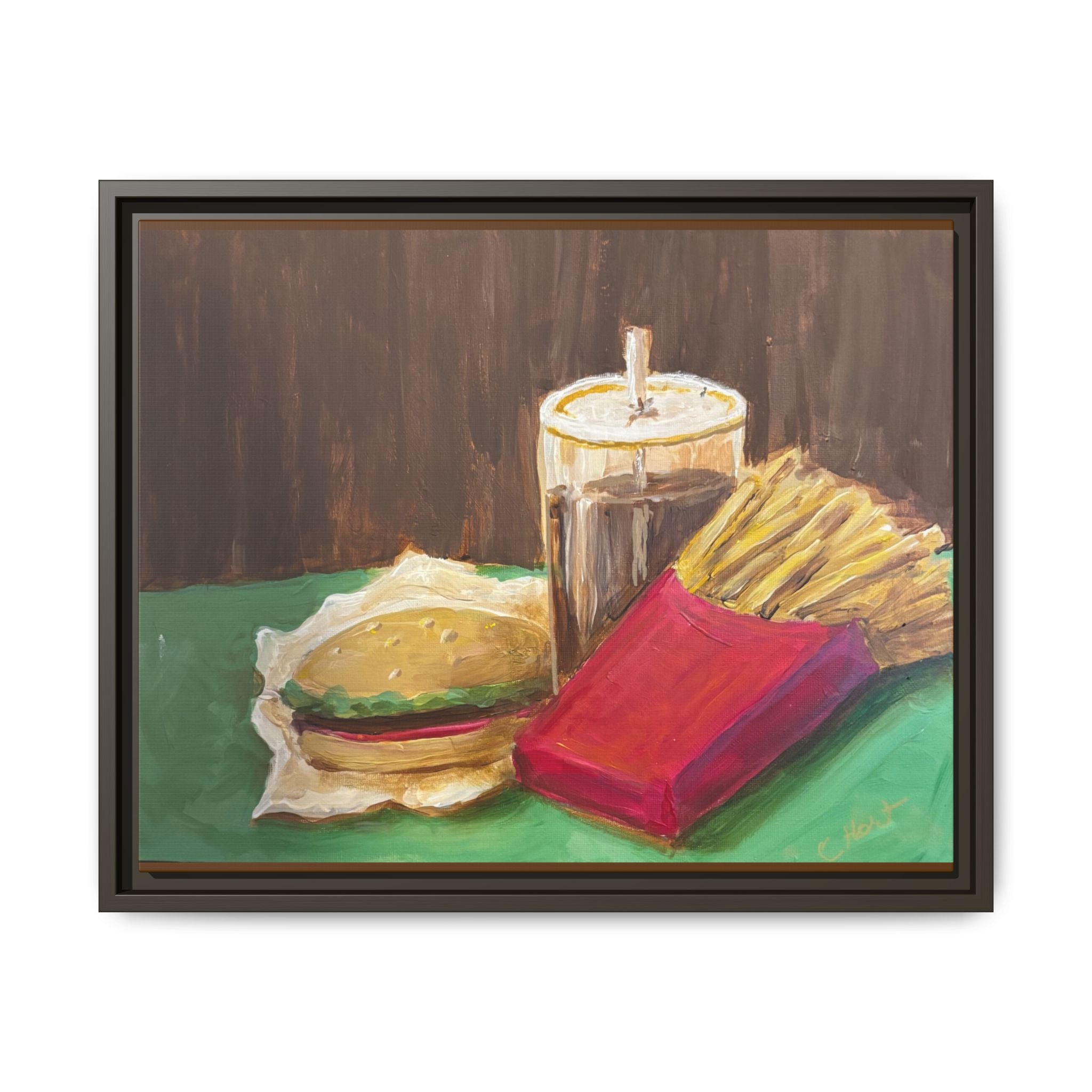 Burger and Fries Matte Canvas, Framed (Multi-color)