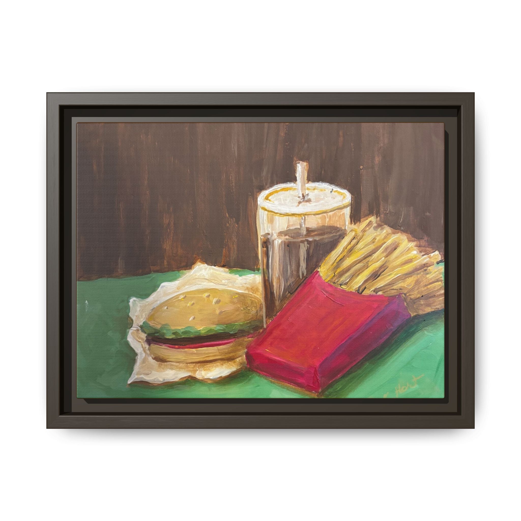 Burger and Fries Matte Canvas, Framed (Multi-color)