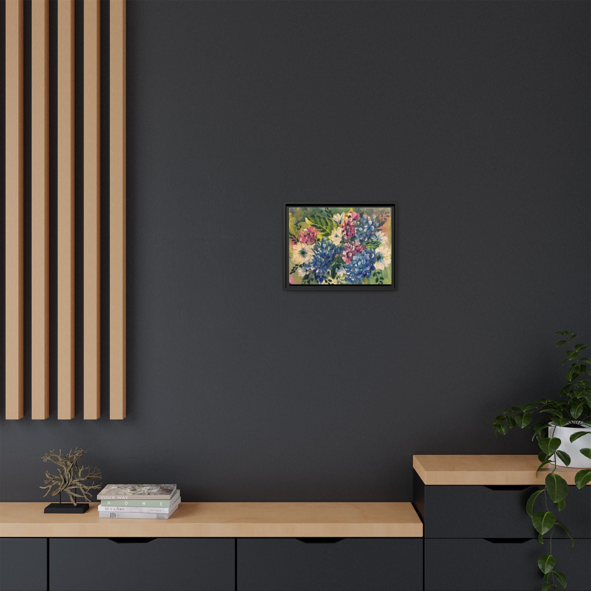 Floral Abstract Matte Canvas, Framed (Multi-color)