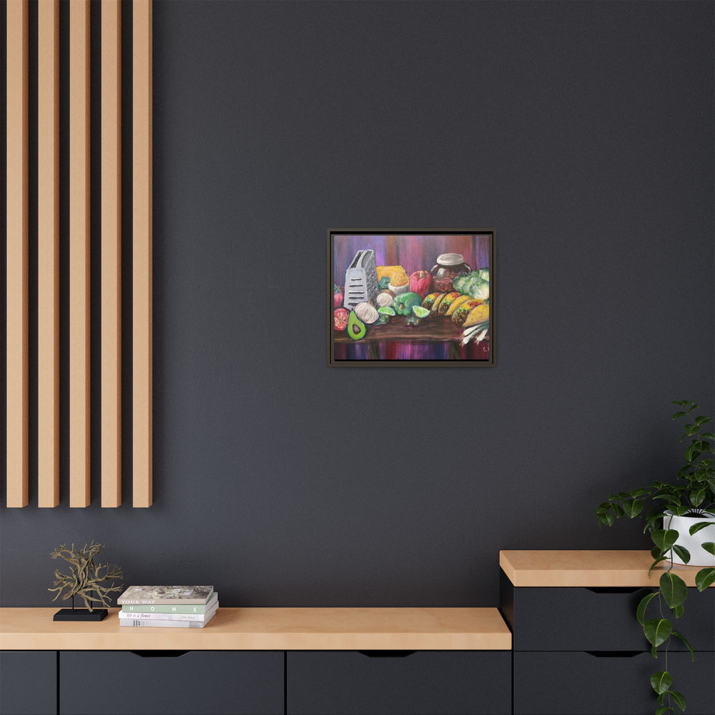 Taco Tuesday Framed Matte Canvas: Colorful Kitchen Still Life Painting