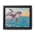 Whimsical Dolphin Seascape, framed canvas