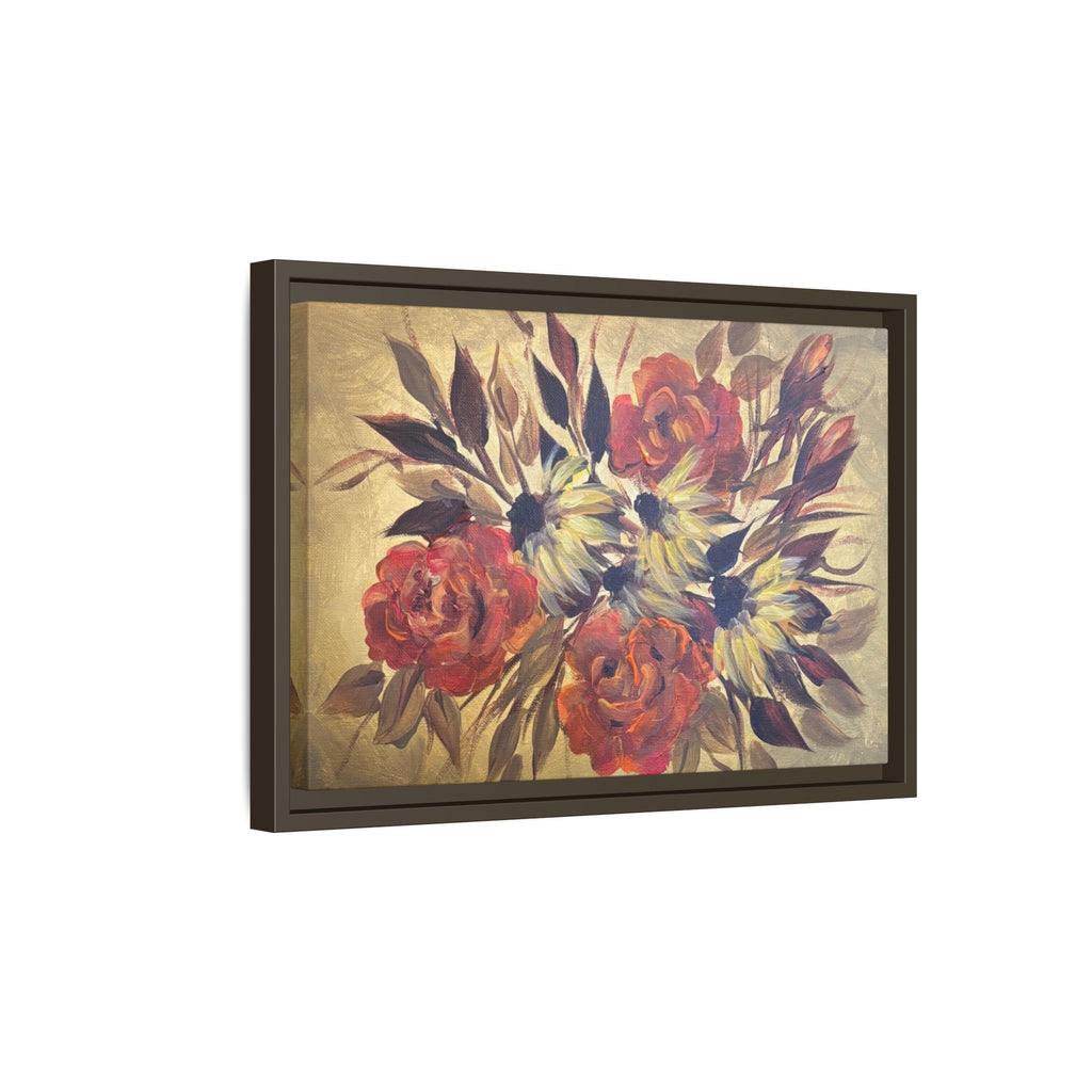 Framed Floral Canvas Wall Art — Vintage Rose Bouquet Matte Print