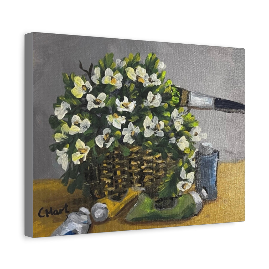 Flower Painting, Matte Printed Canvas, Stretched, 1.25"