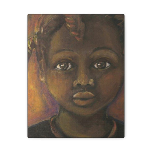 Afrocentric Portrait Matte Stretched Canvas – Soulful Child Face Wall Art