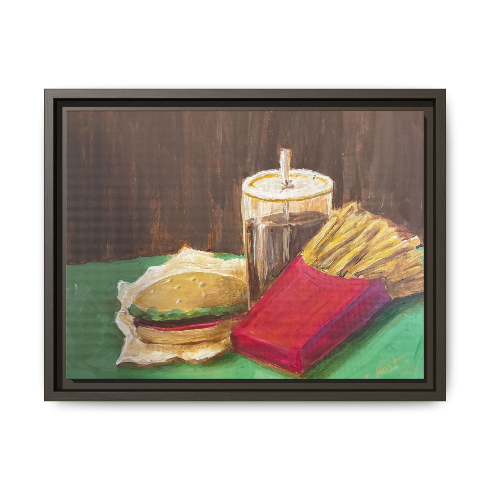 Burger and Fries Matte Canvas, Framed (Multi-color)