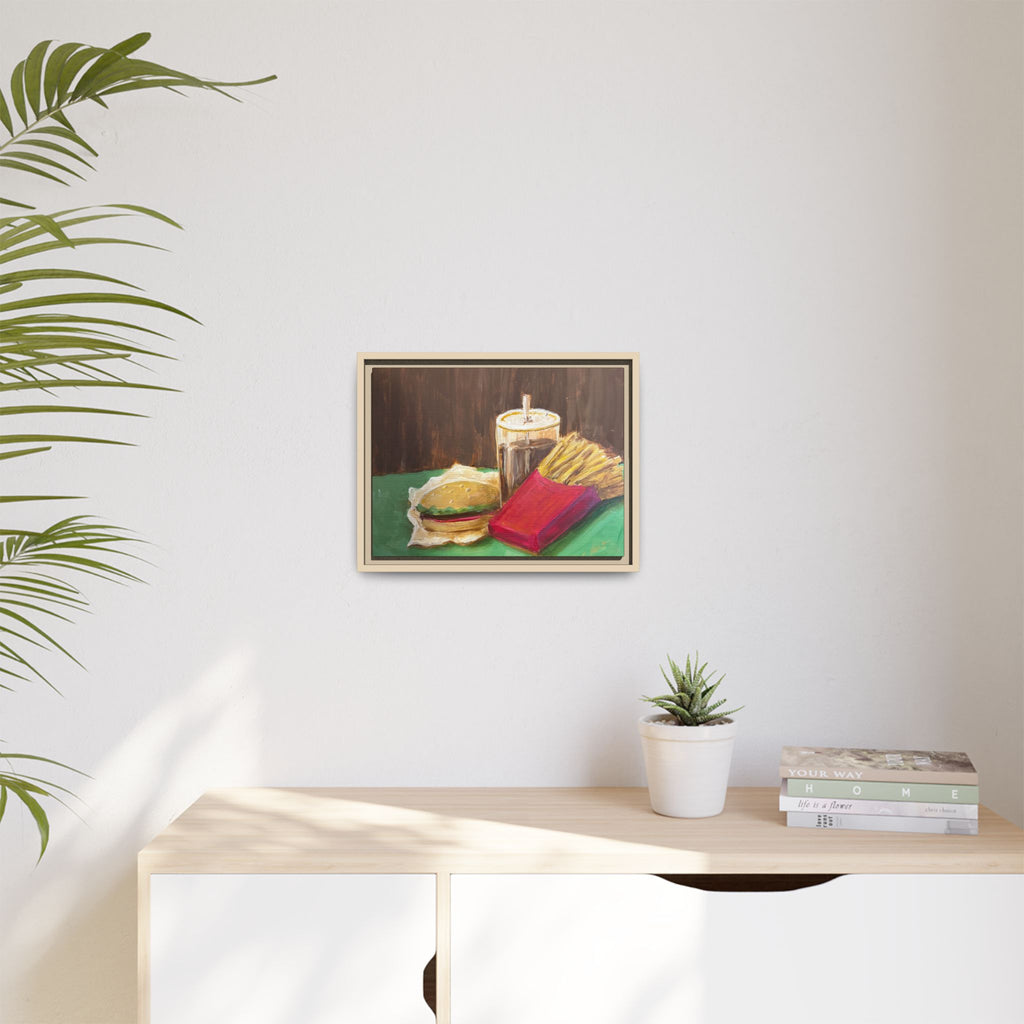 Burger and Fries Matte Canvas, Framed (Multi-color)