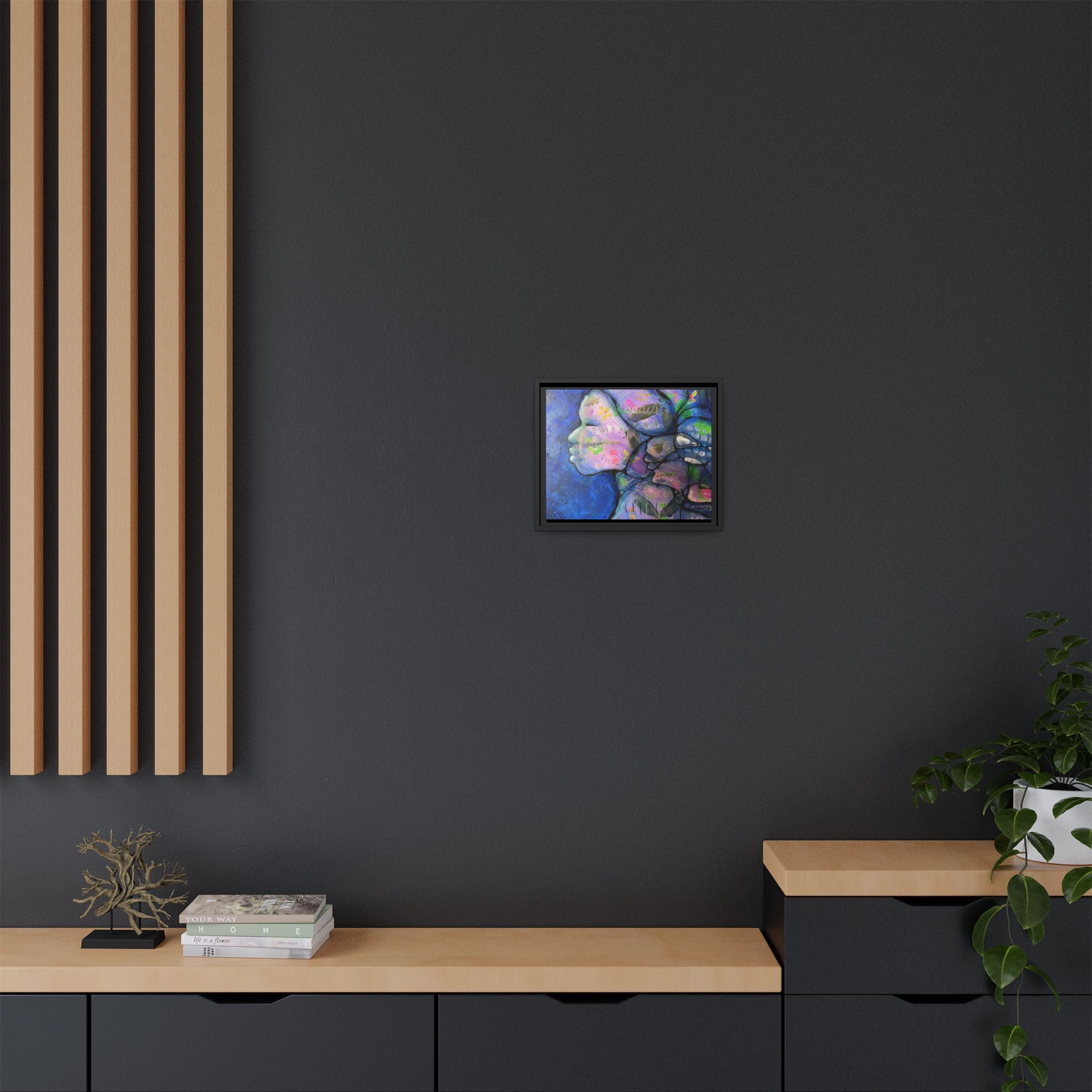 Abstract Woman Framed Matte Canvas Art — Colorful Abstract Profile Portrait