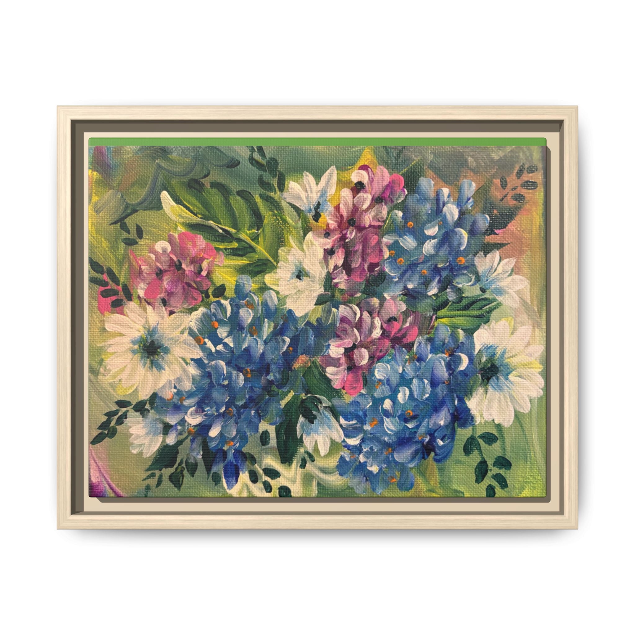 Floral Abstract Matte Canvas, Framed (Multi-color)
