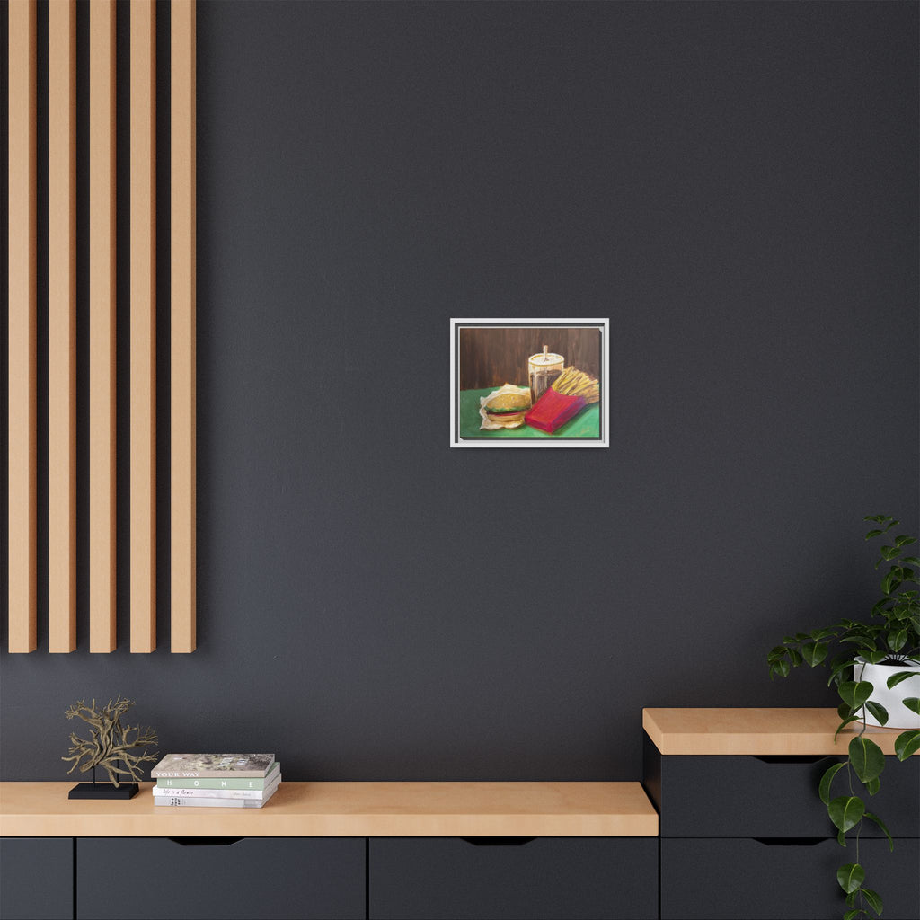 Burger and Fries Matte Canvas, Framed (Multi-color)