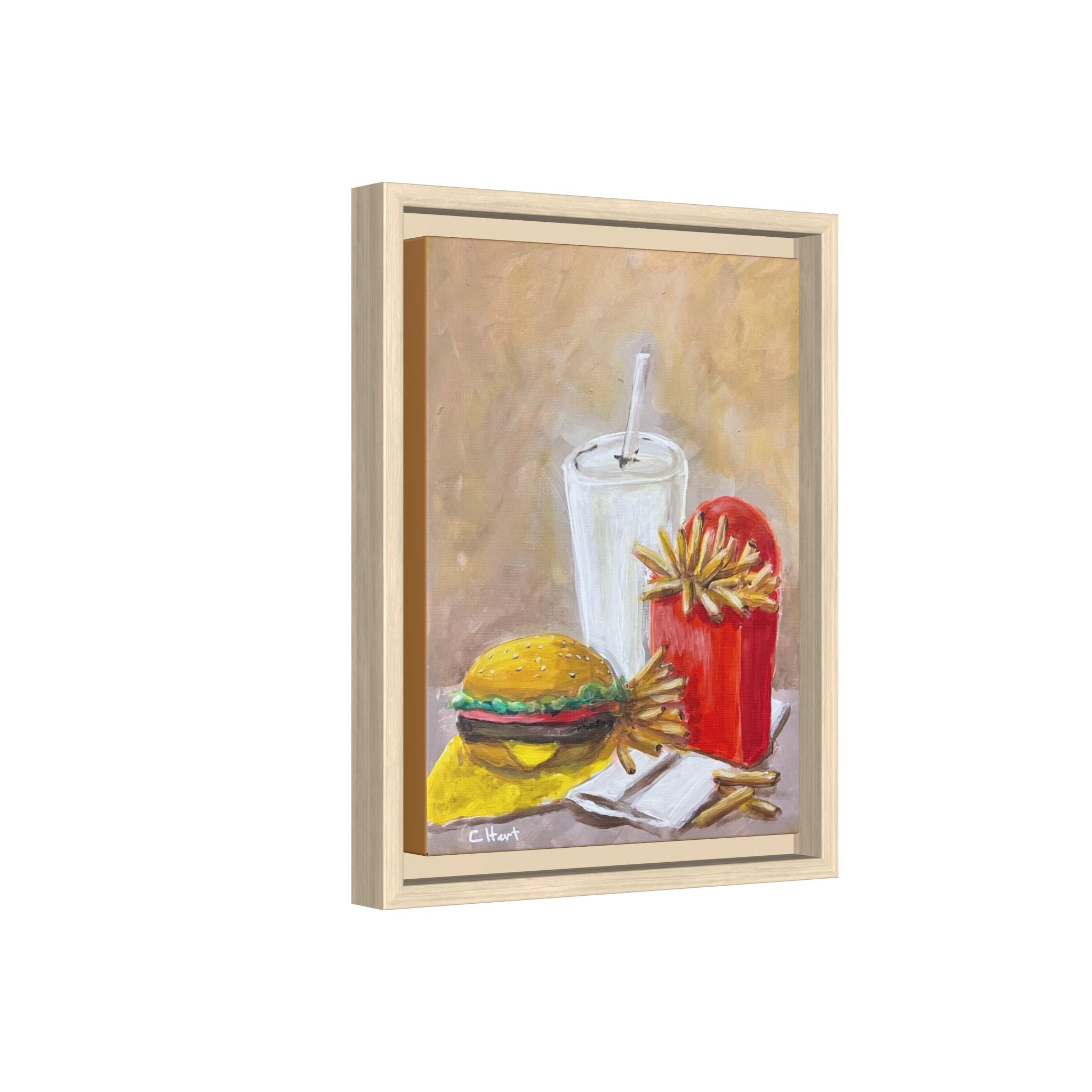 Fast Food Still Life Matte Canvas Framed Wall Art