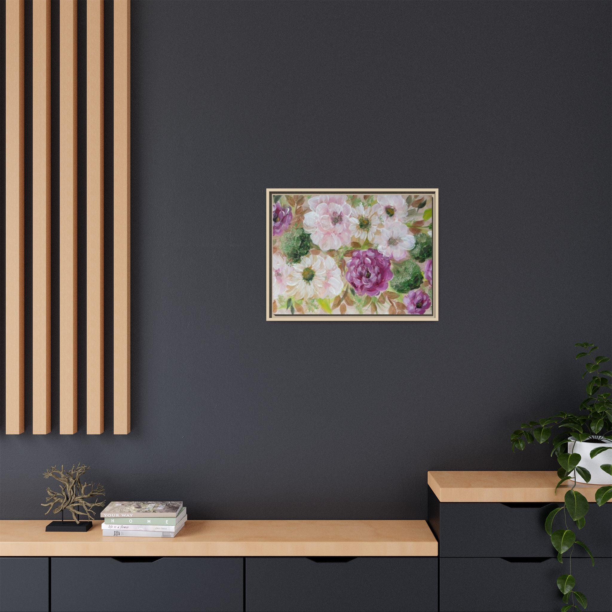 Floral Canvas Print — Pink & Mauve Watercolor Peonies