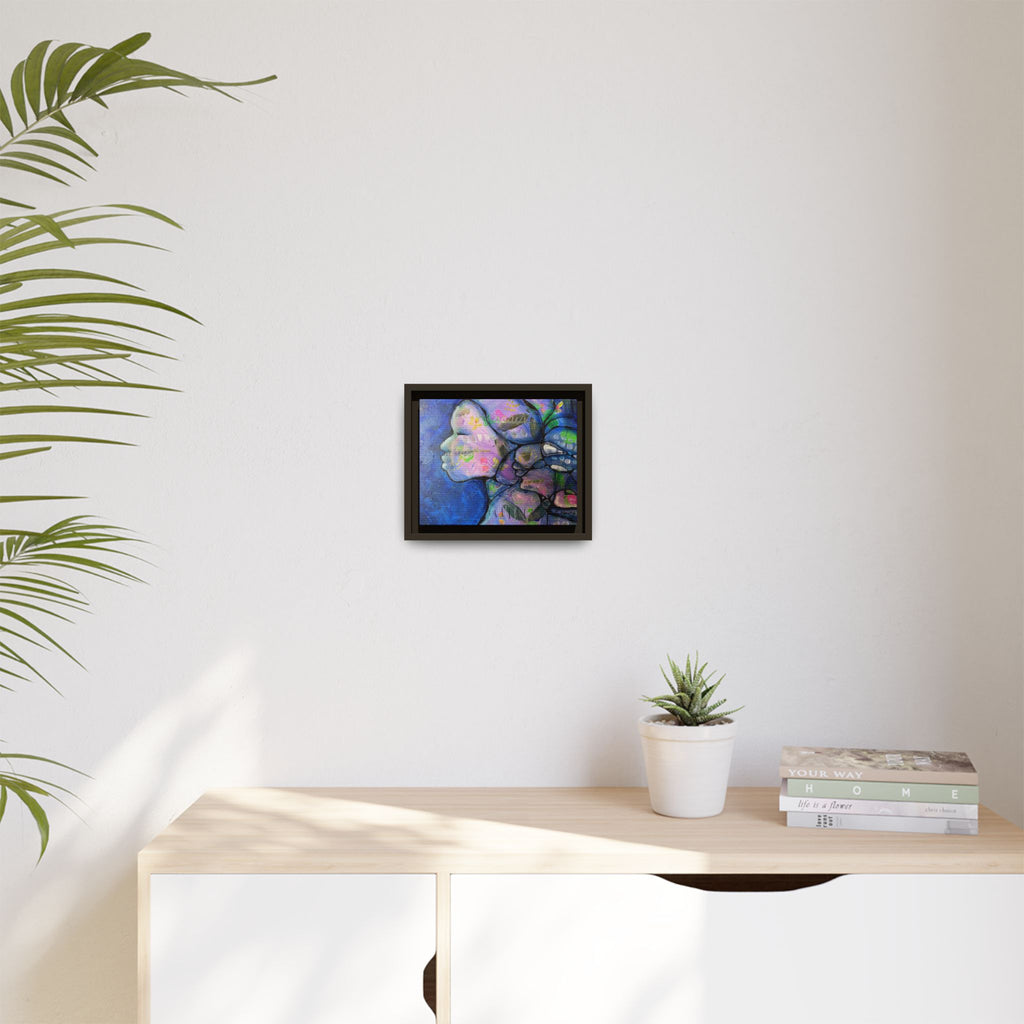 Abstract Woman Framed Matte Canvas Art — Colorful Abstract Profile Portrait