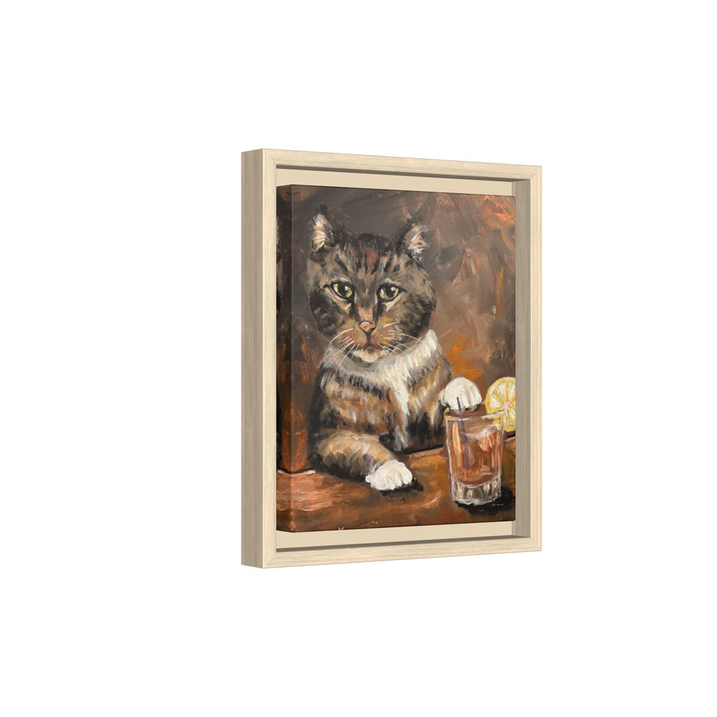 Tabby Cat With Drink - Matte Canvas Wall Art