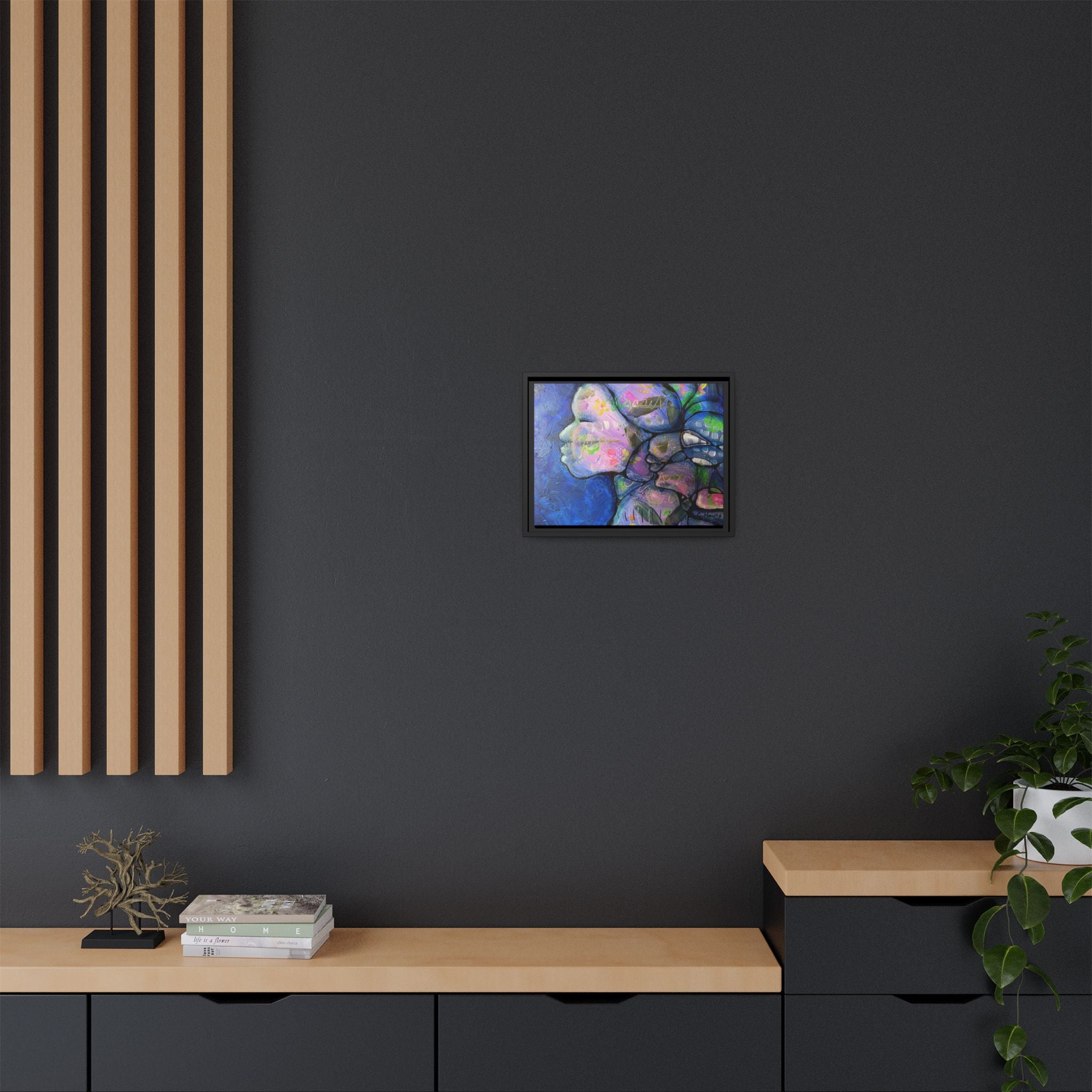 Abstract Woman Framed Matte Canvas Art — Colorful Abstract Profile Portrait
