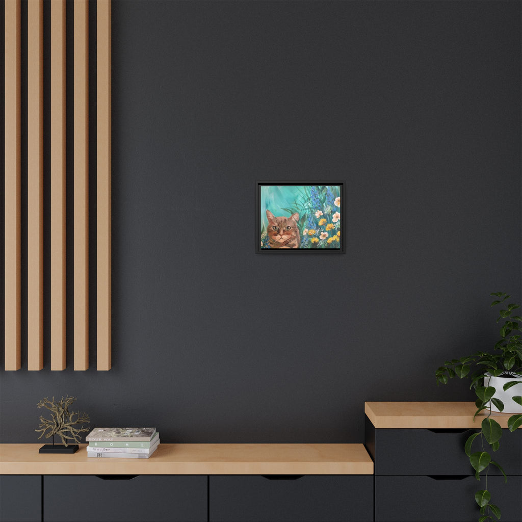 Framed Cat Portrait Canvas — Floral Wall Art