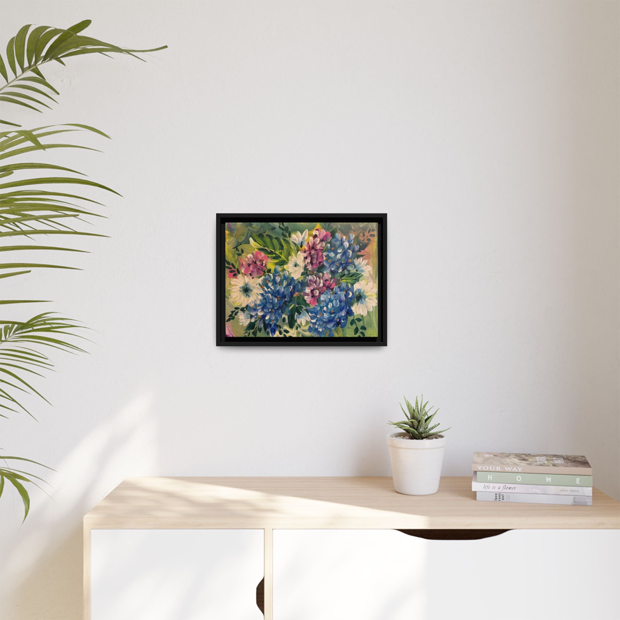 Floral Abstract Matte Canvas, Framed (Multi-color)