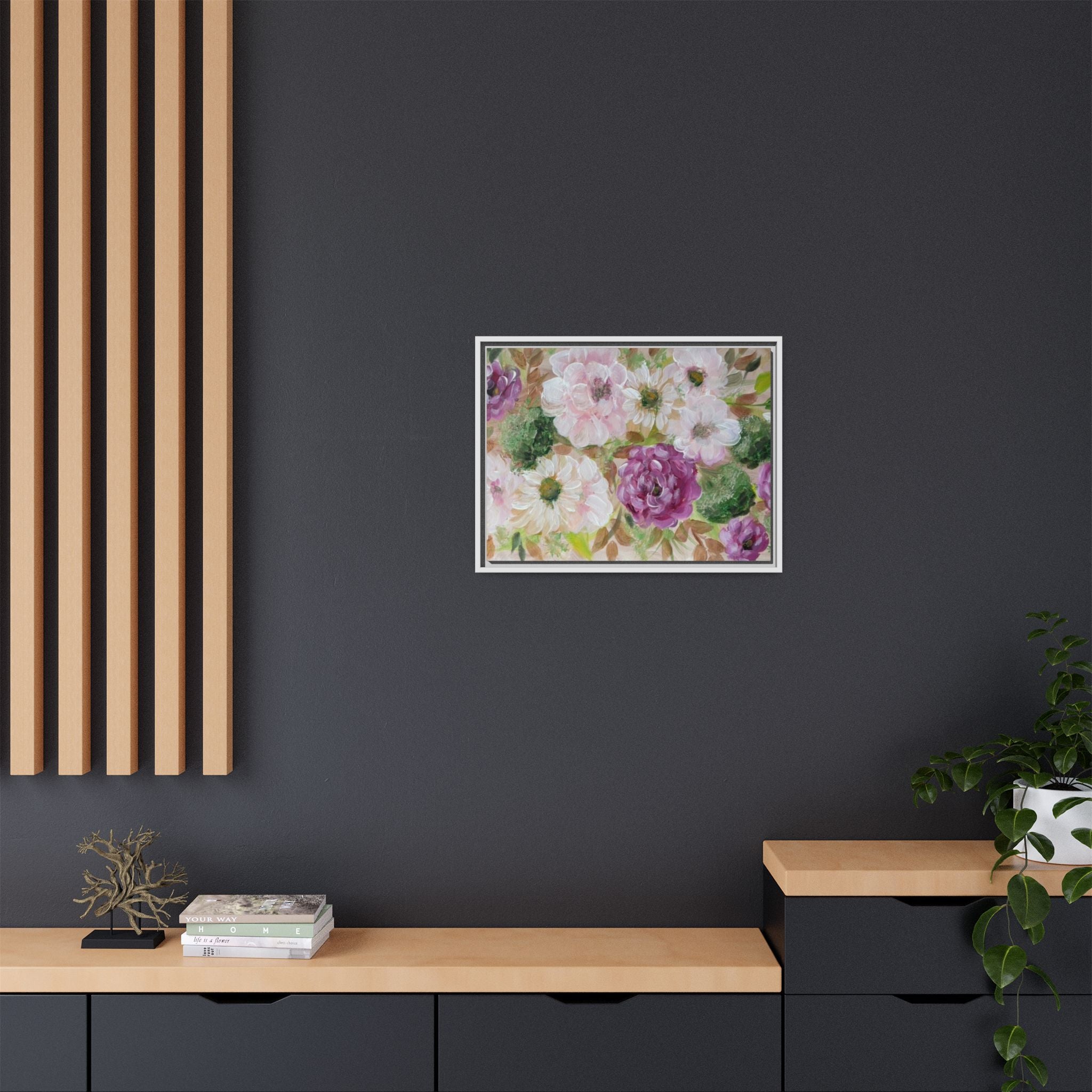 Floral Canvas Print — Pink & Mauve Watercolor Peonies