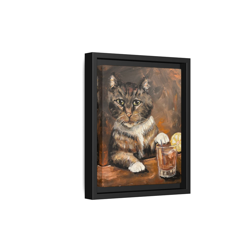 Tabby Cat With Drink - Matte Canvas Wall Art