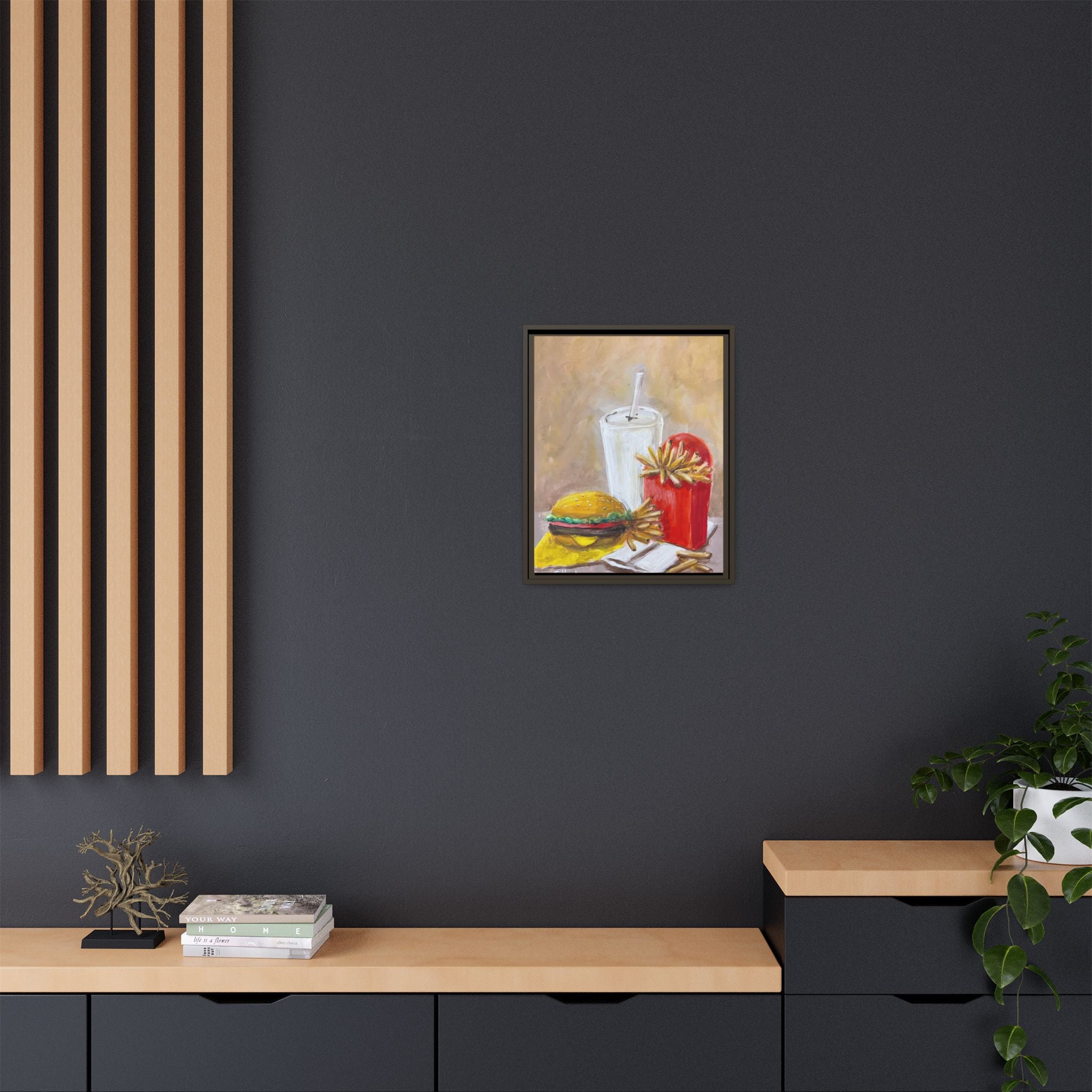 Fast Food Still Life Matte Canvas Framed Wall Art