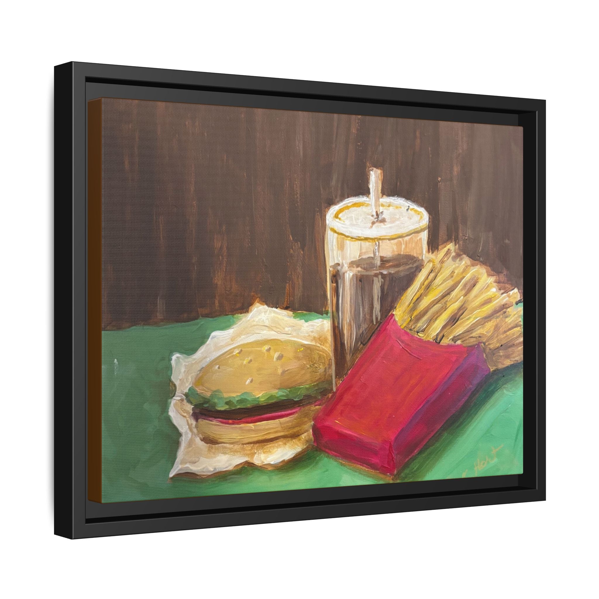 Burger and Fries Matte Canvas, Framed (Multi-color)