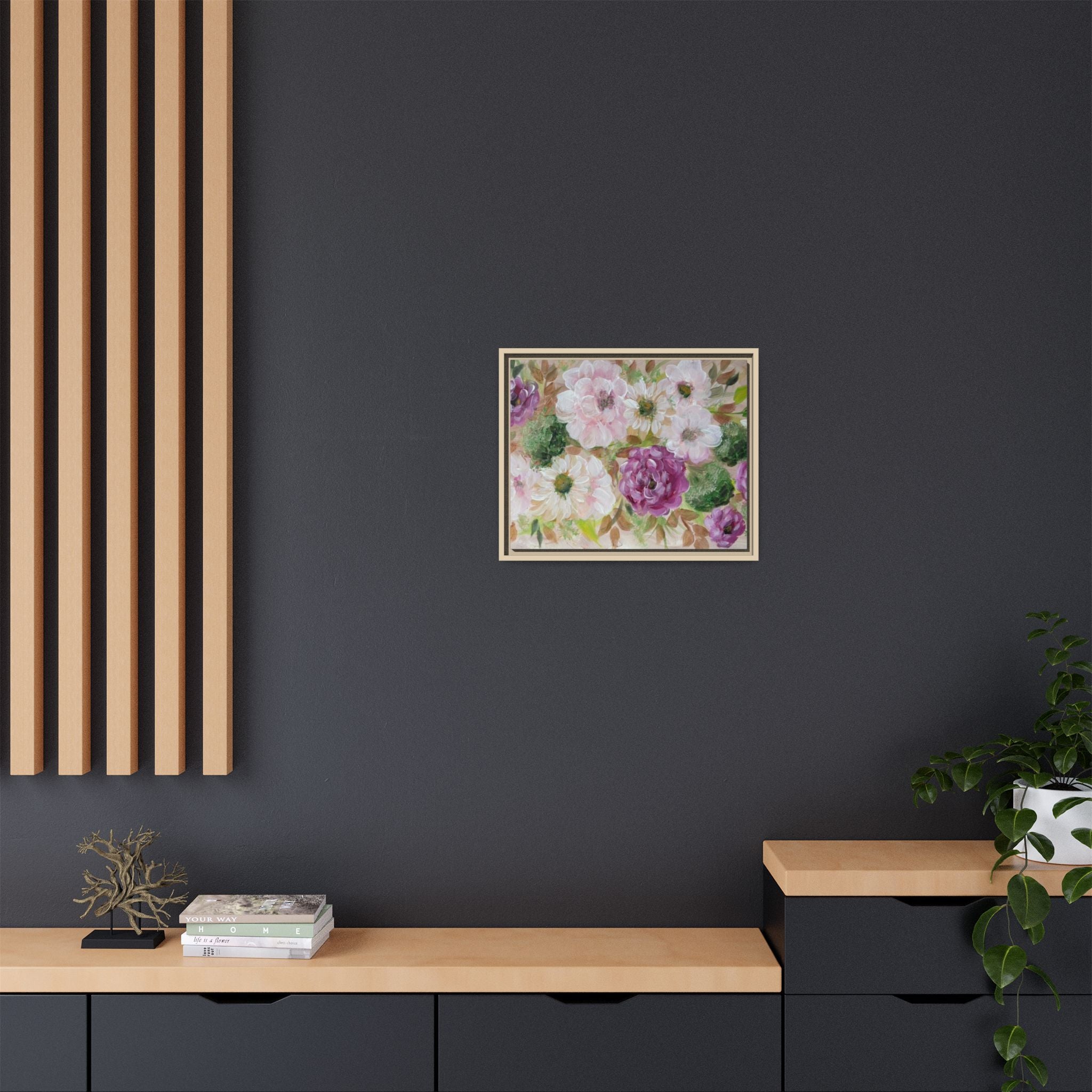 Floral Canvas Print — Pink & Mauve Watercolor Peonies