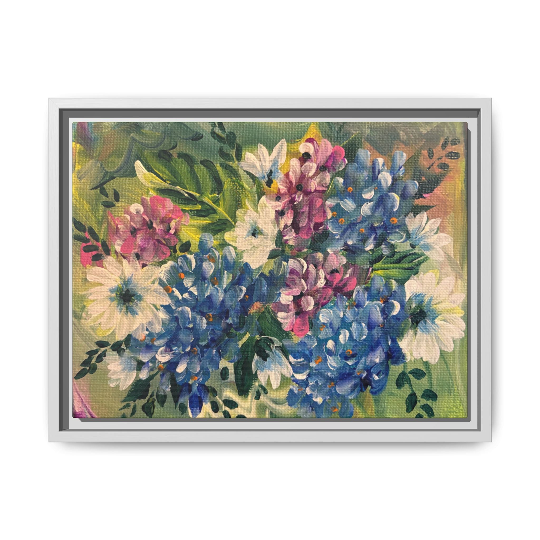 Floral Abstract Matte Canvas, Framed (Multi-color)