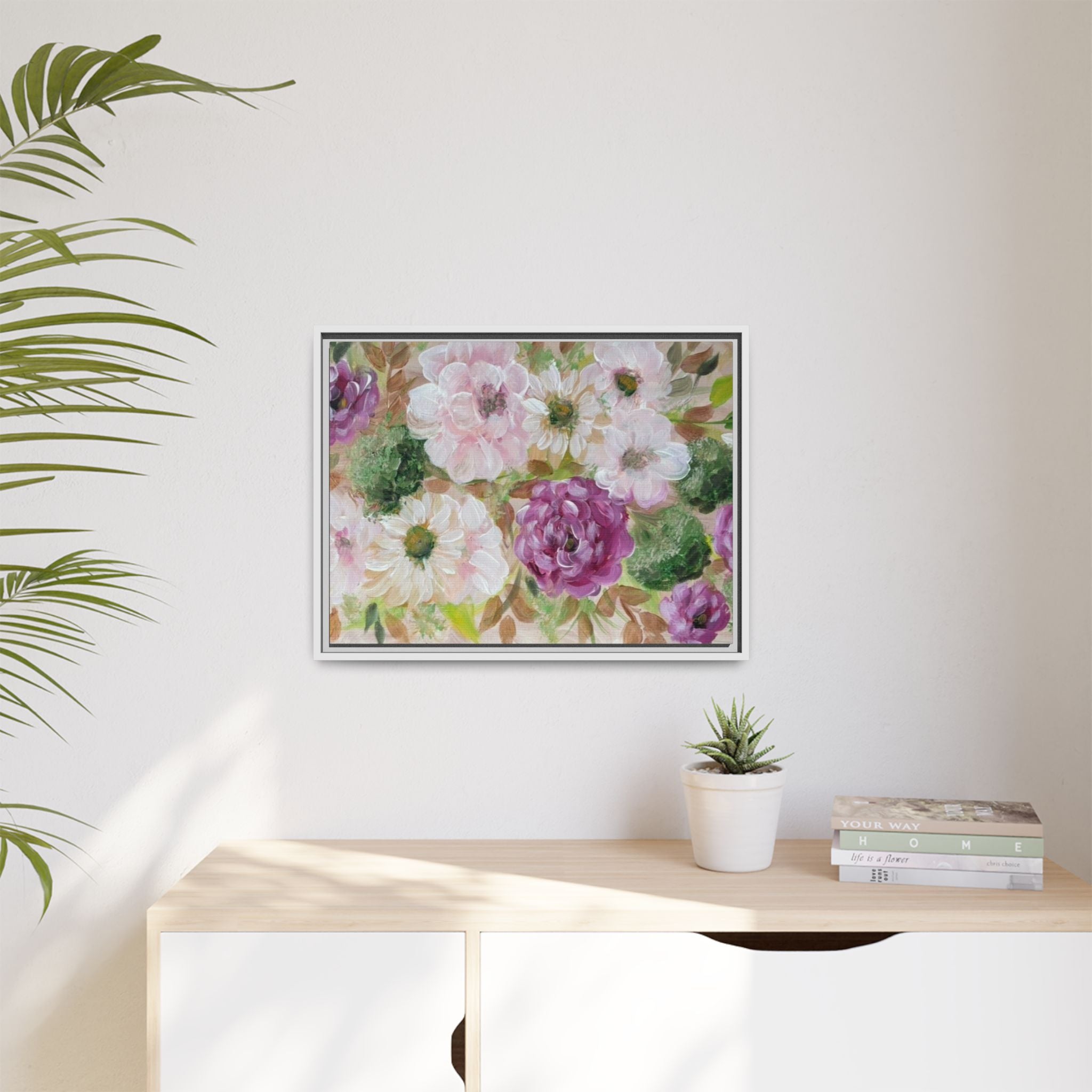 Floral Canvas Print — Pink & Mauve Watercolor Peonies