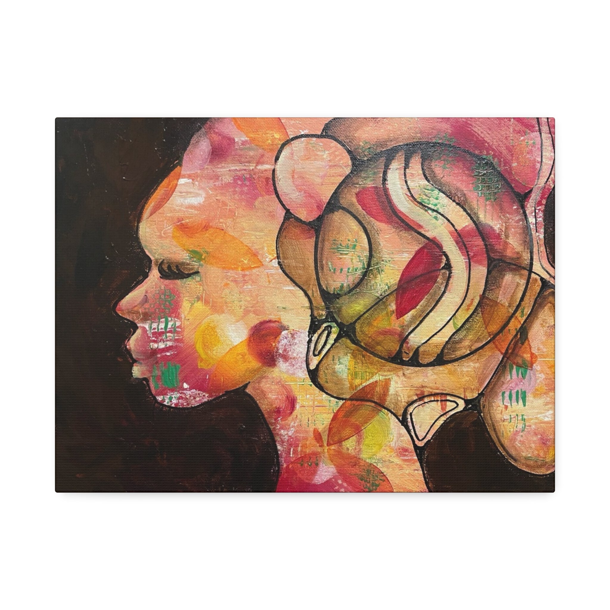 Abstract Woman Profile Canvas Print — Colorful Contemporary Wall Art
