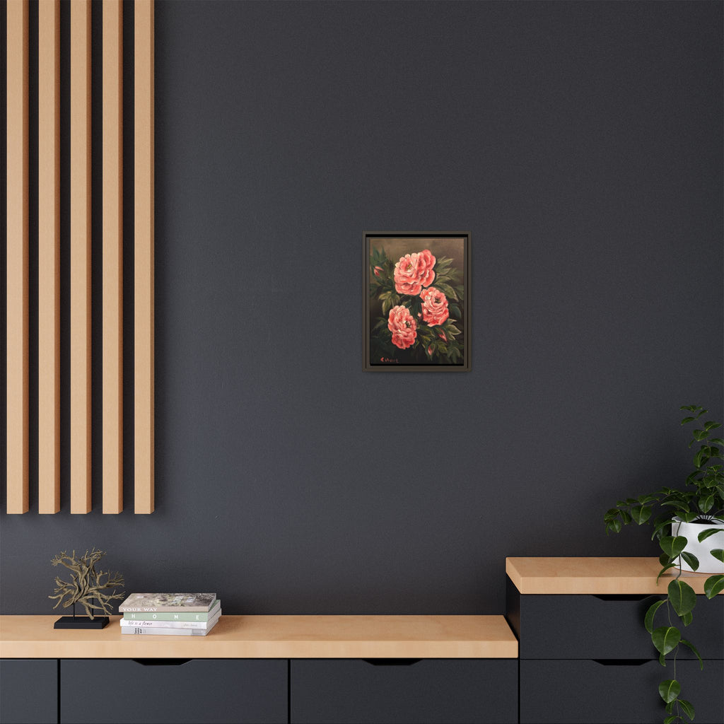 Framed Floral Canvas Art — Pink Peonies Matte Print