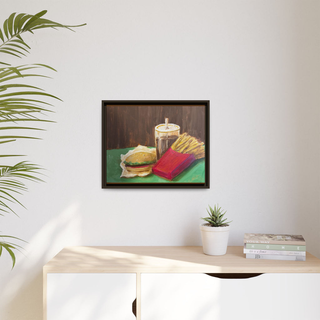 Burger and Fries Matte Canvas, Framed (Multi-color)