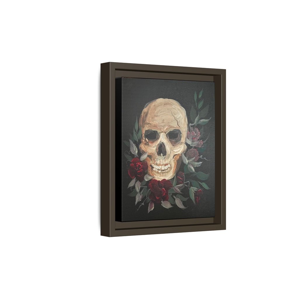 Framed Matte Canvas Skull & Roses Wall Art — Dark Gothic Home Decor