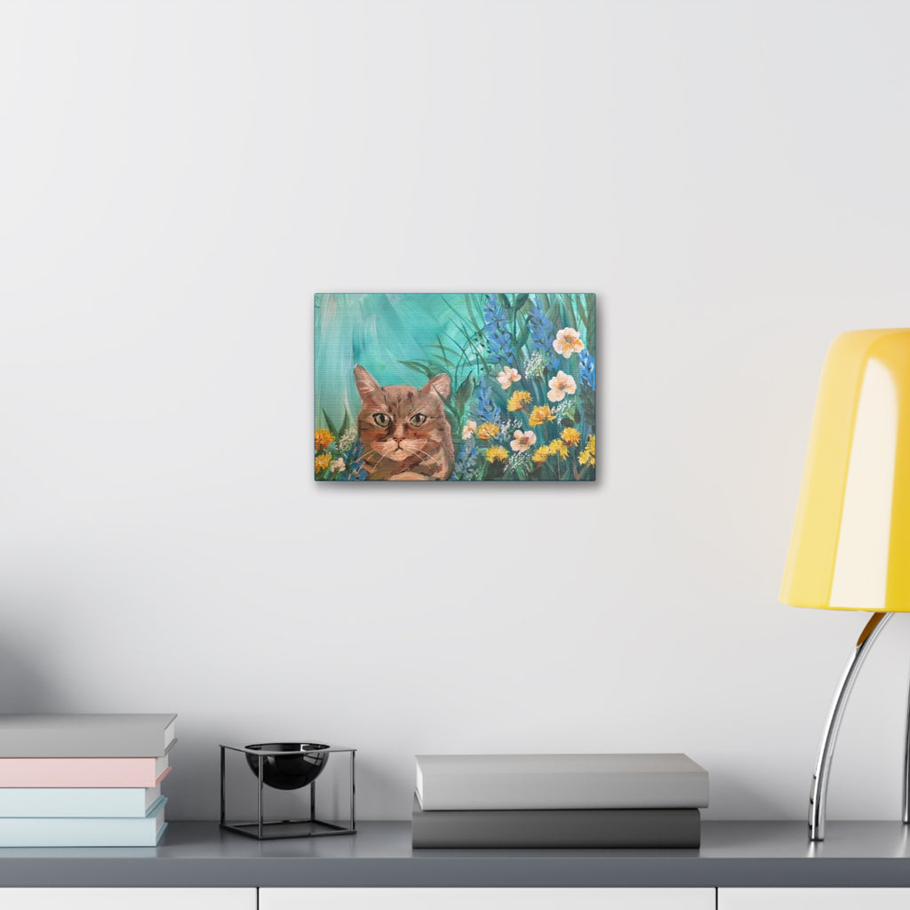 Floral with Tabby Cat Canvas