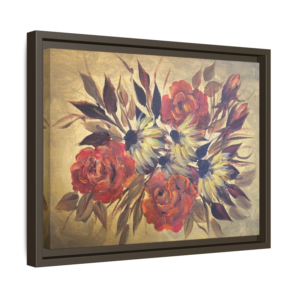 Framed Floral Canvas Wall Art — Vintage Rose Bouquet Matte Print