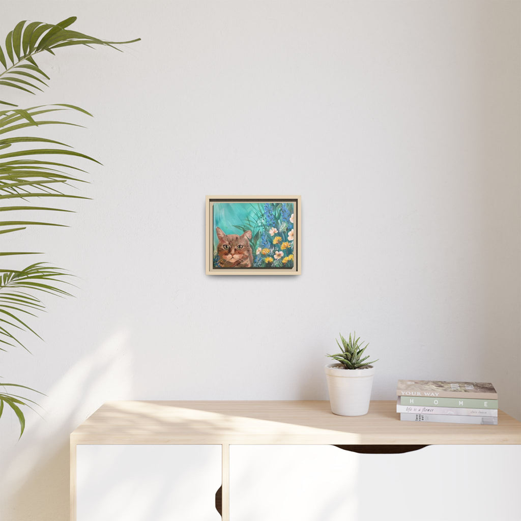 Framed Cat Portrait Canvas — Floral Wall Art