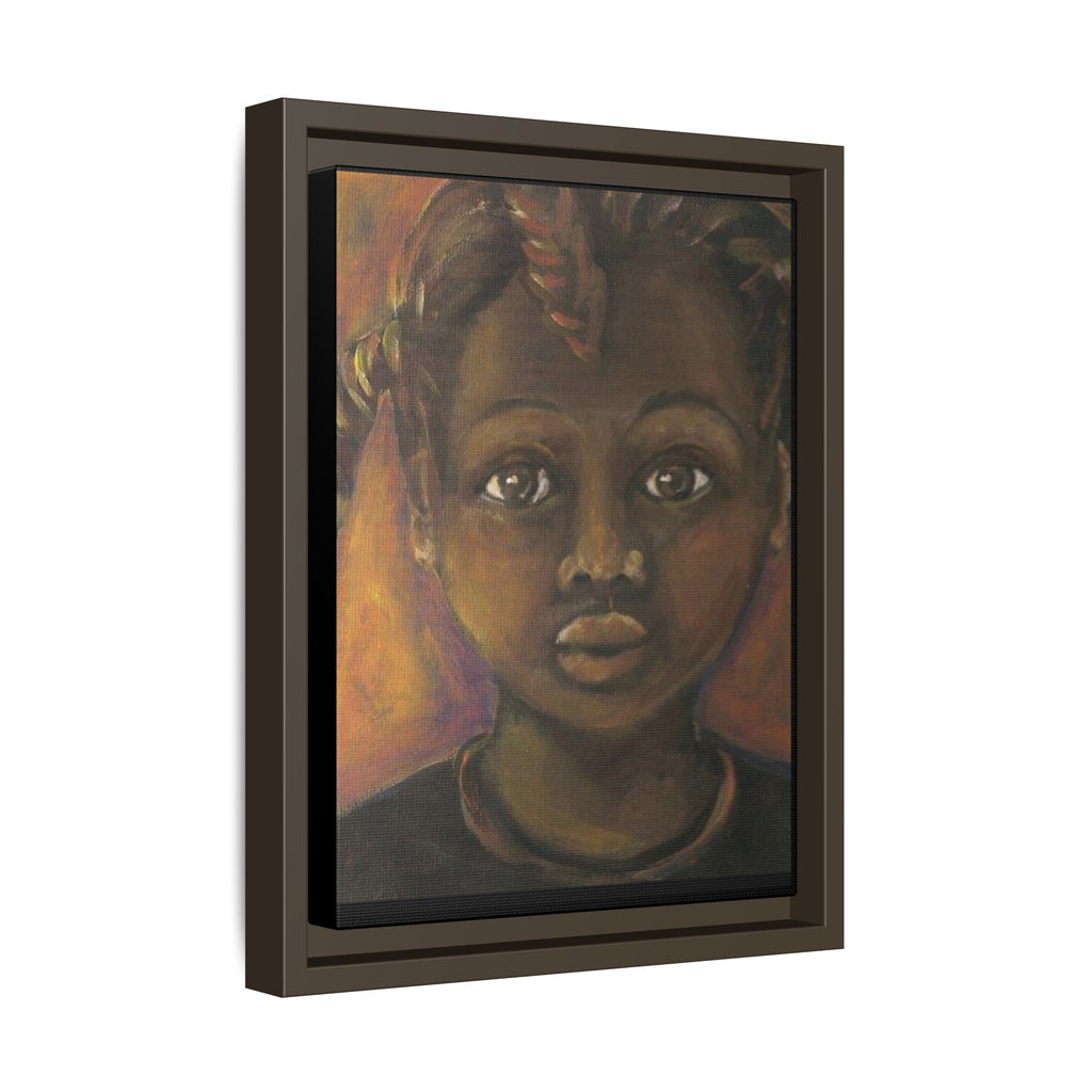 Framed Matte Canvas Portrait – African American Child Wall Art, Warm Earthtone Nursery Décor