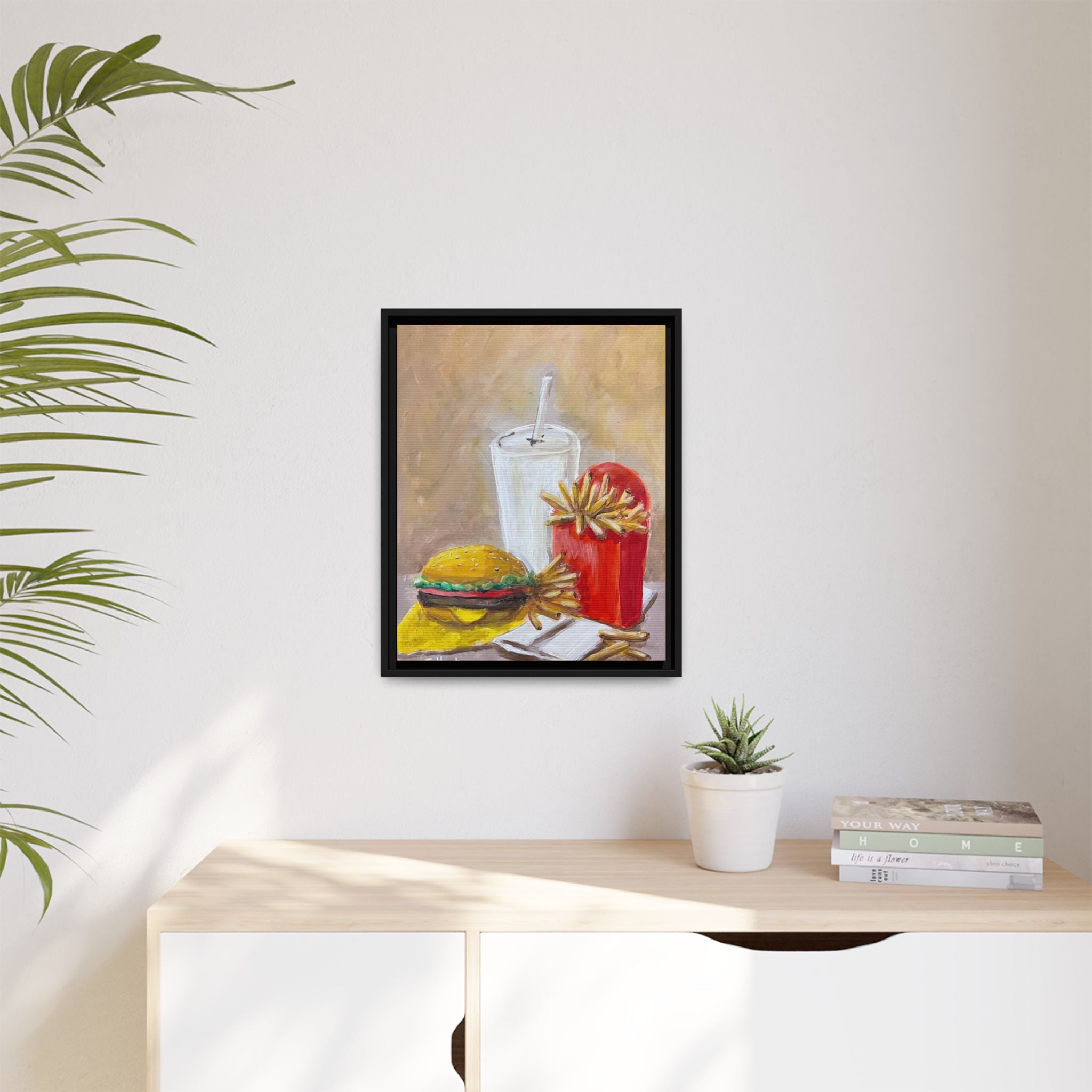 Fast Food Still Life Matte Canvas Framed Wall Art
