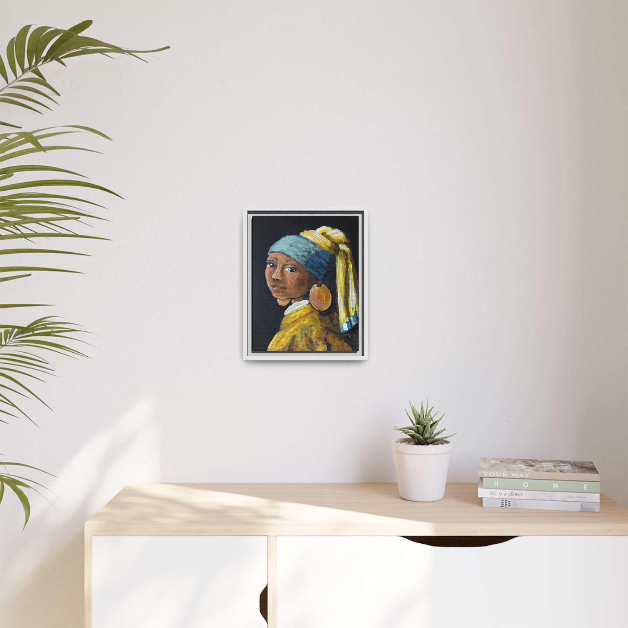 Girl with a Copper Earring, Framed Matte Canvas Print — new take on a classic.