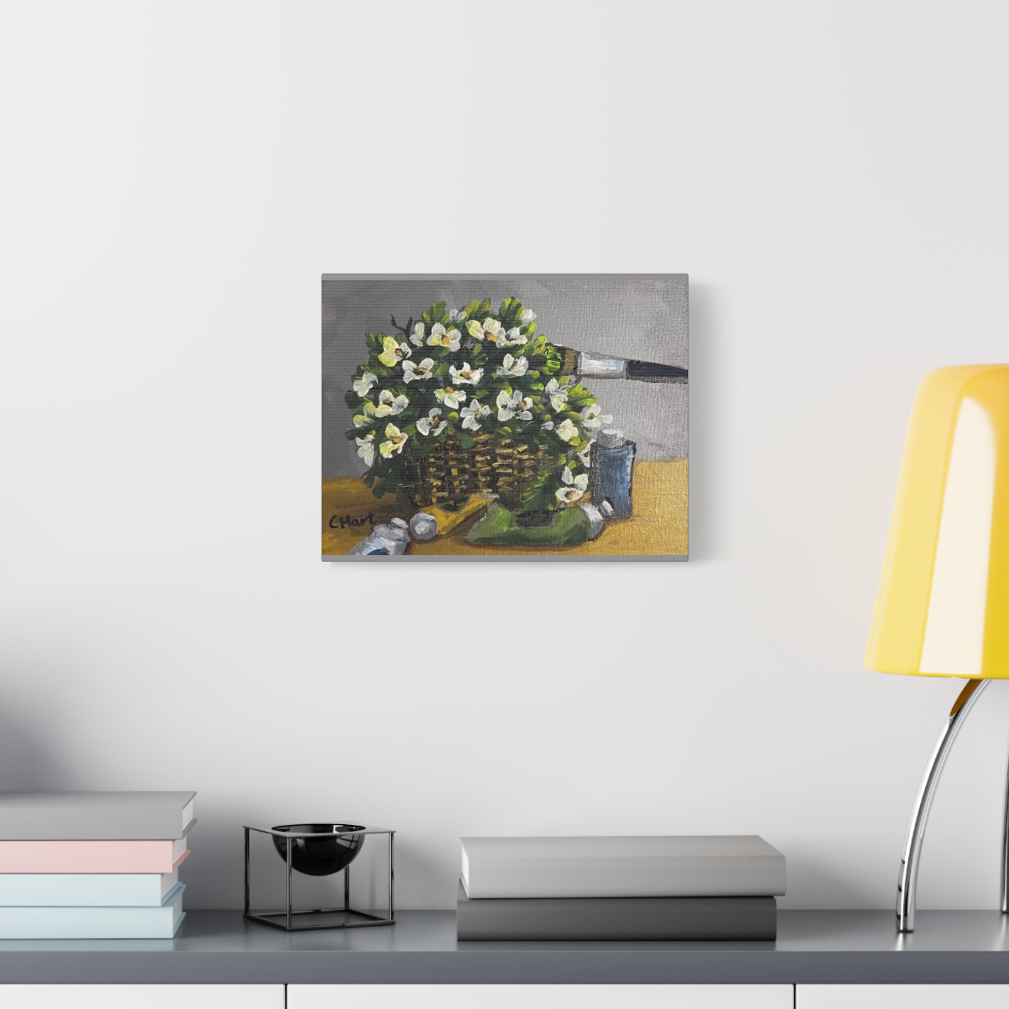 Flower Painting, Matte Printed Canvas, Stretched, 1.25"