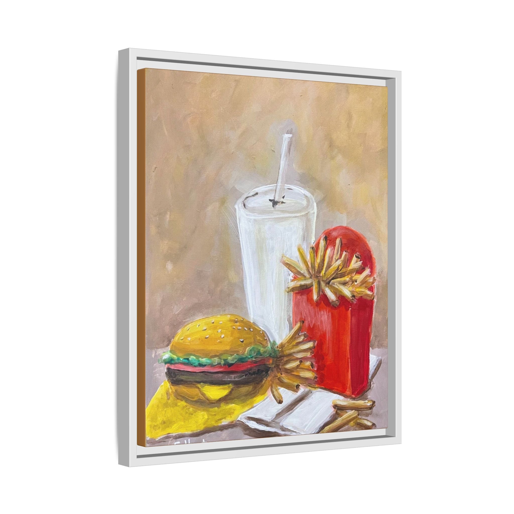 Fast Food Still Life Matte Canvas Framed Wall Art