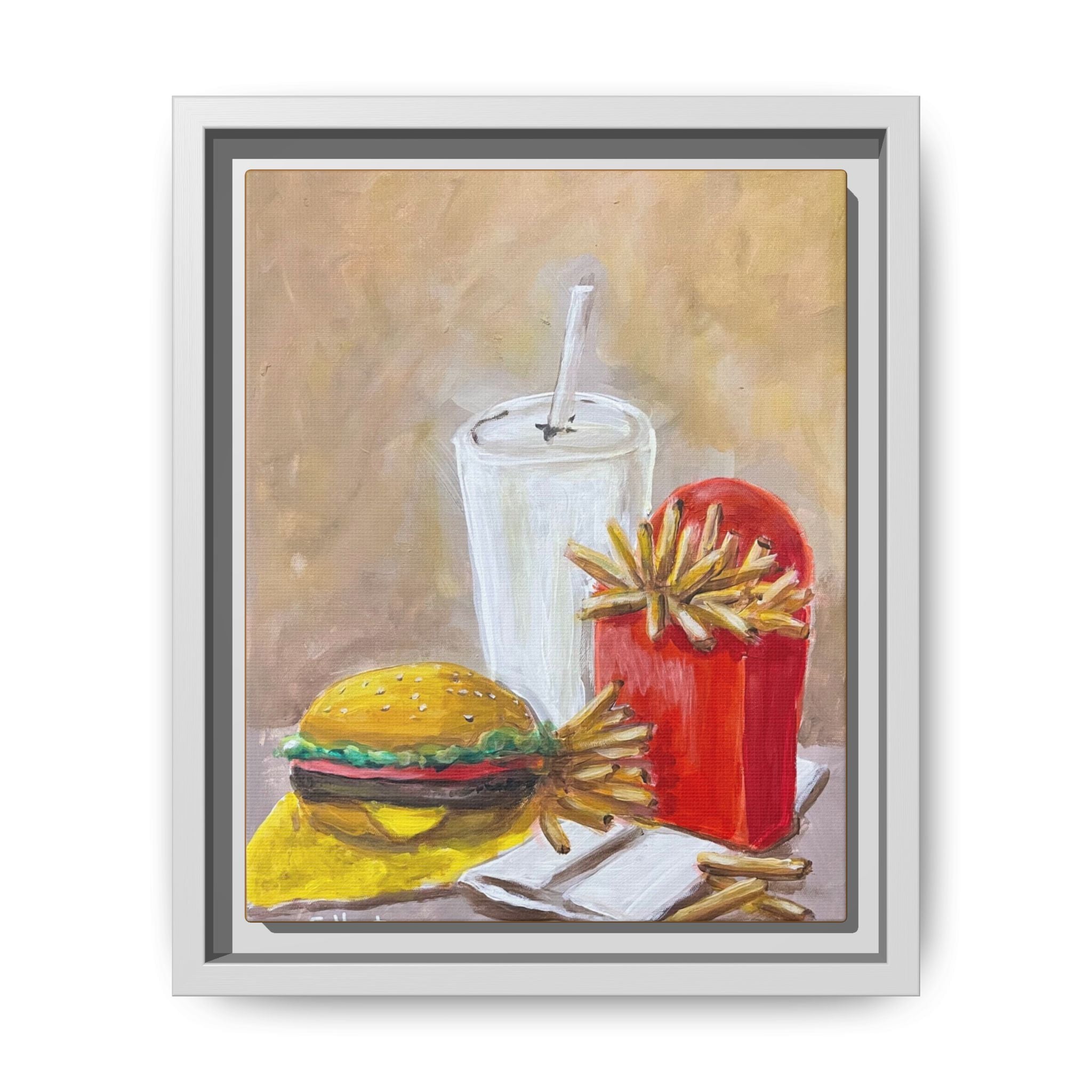 Fast Food Still Life Matte Canvas Framed Wall Art