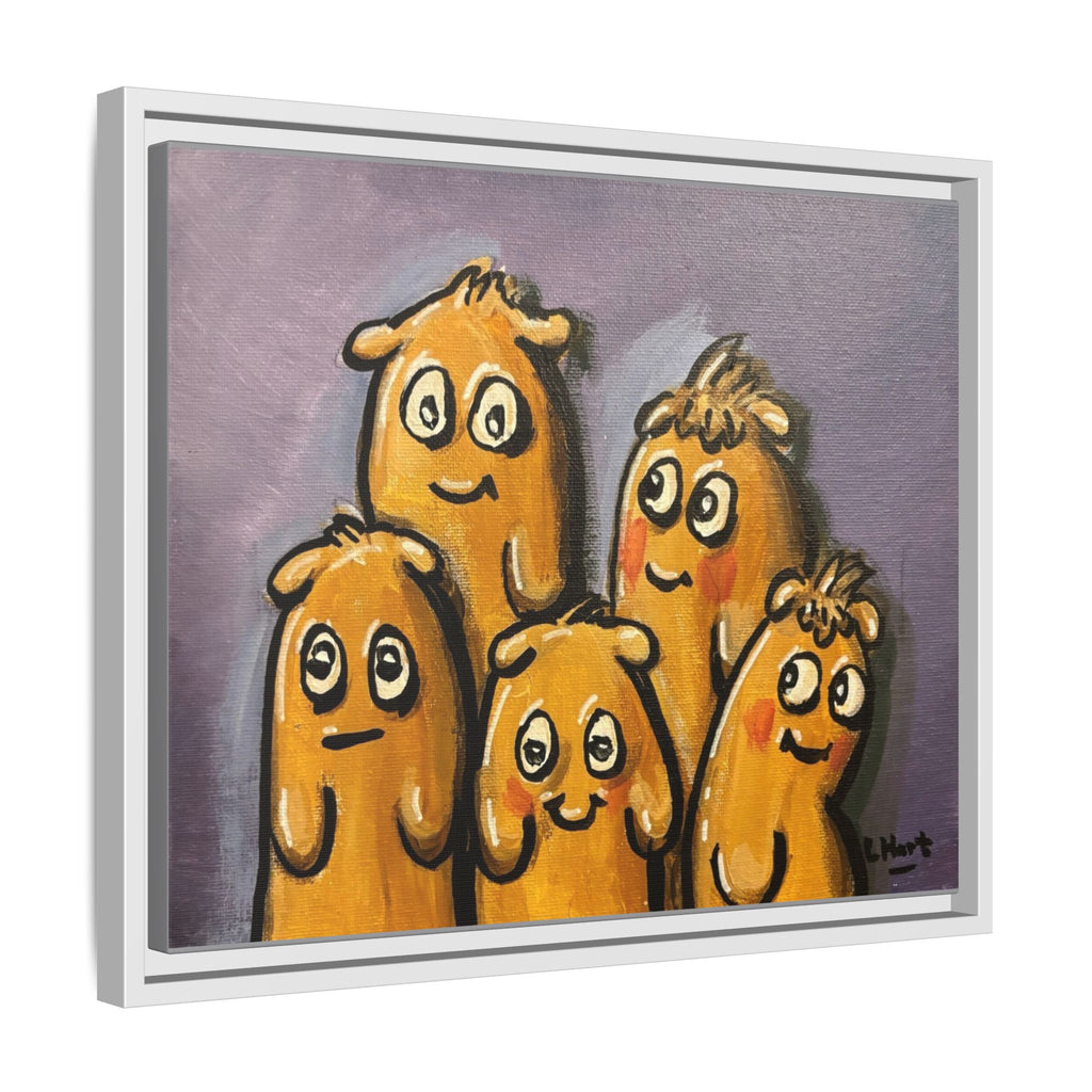 Whimsical Family Monsters Matte Canvas Framed Wall Art