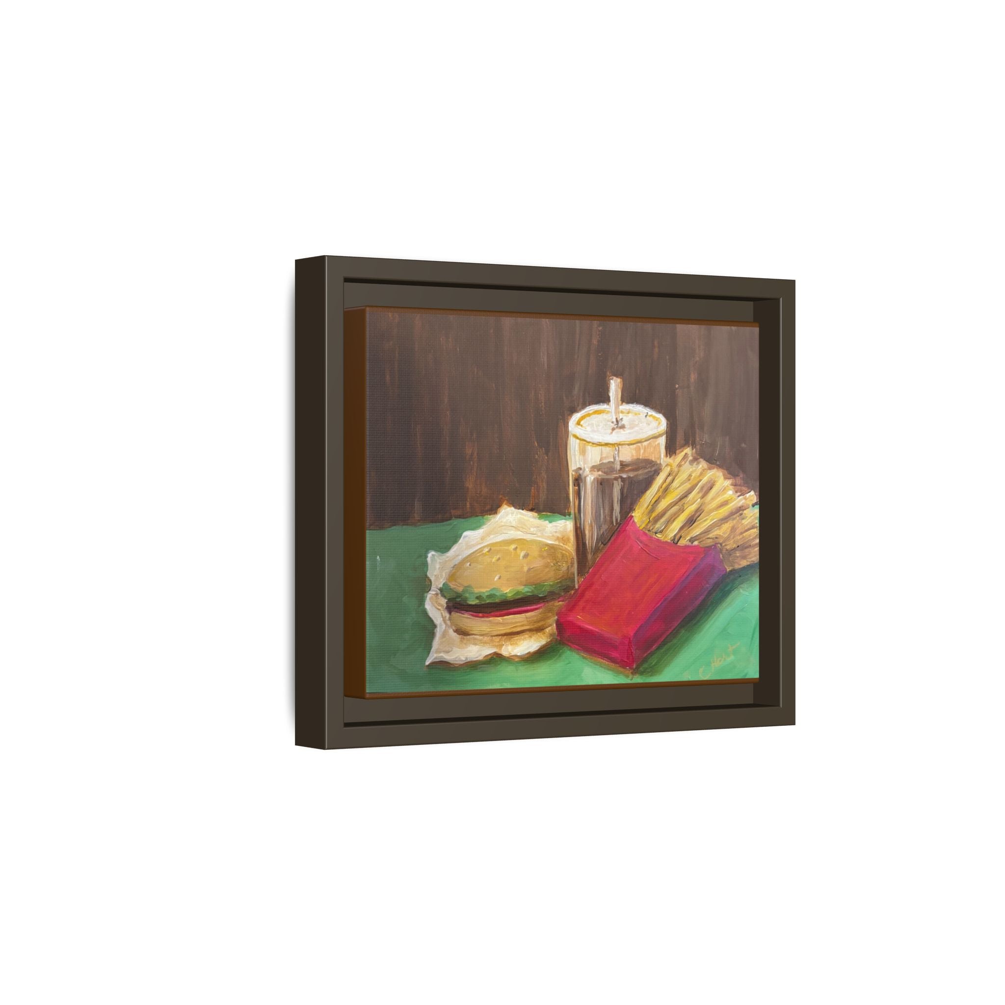 Burger and Fries Matte Canvas, Framed (Multi-color)