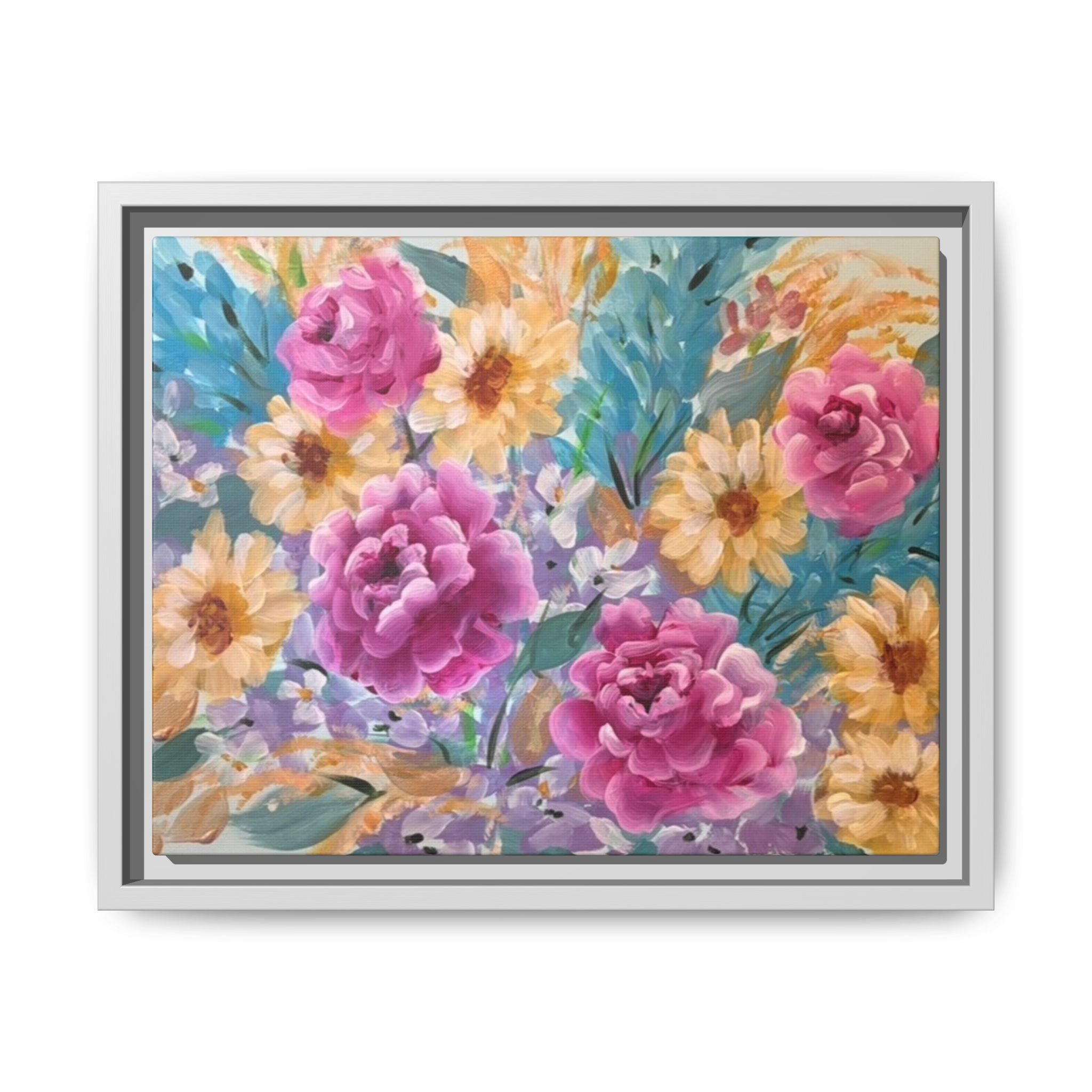 Floral Matte Canvas, Framed (Multi-color)
